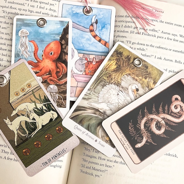 Intuitively Chosen Animal Tarot and Oracle Card Bookmark | Bookish Reader Gift Animal Mystery Surprise Cat Bookmark