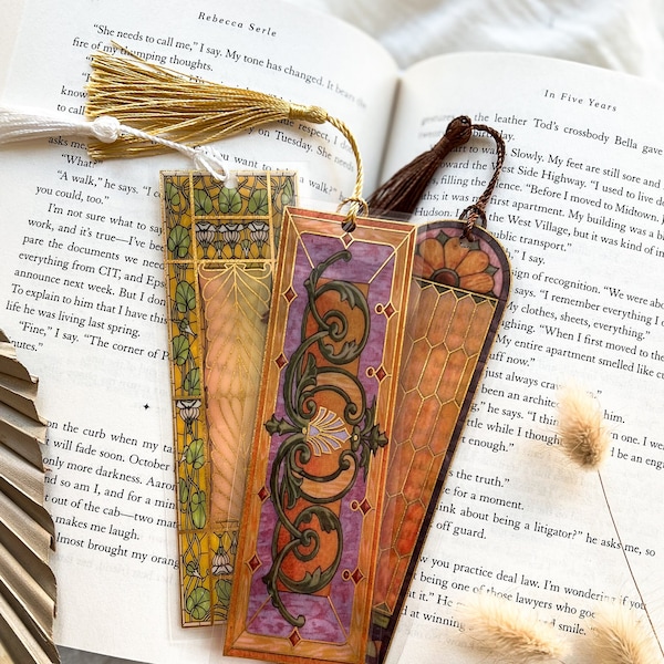 Mystery Victorian Window Bookmark with Tassel | Random Transparent Plastic Bookmark Vintage