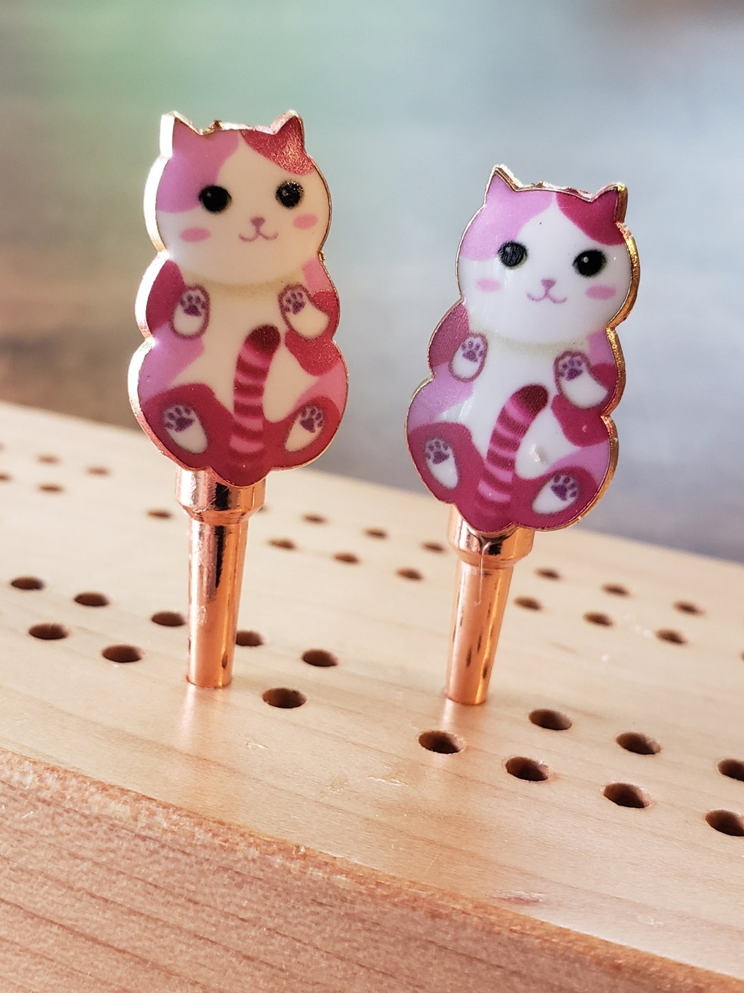 Pink Tabby Cat Cribbage Pegs Etsy