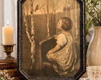 Vintage "Spring Song" Print by Simon Glücklich - 1920s Framed Wall Art