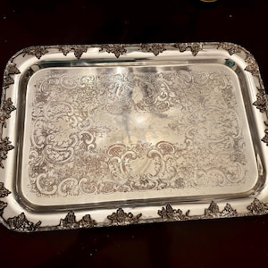 Vintage Silver on Copper Serving Tray by Academy Silver Co