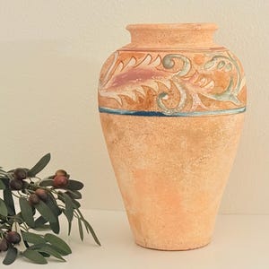 Jarrón de terracota vintage – Cerámica estilo toscano – Decoración mediterránea – Jarrón rústico de estilo antiguo – 29 cm (11,5 pulgadas)