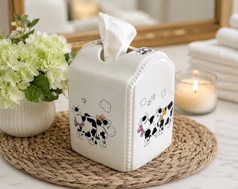 Vintage VB Athena Ceramic Cow Tissue Box Cover – Farmhouse Kitchen & Bath Décor
