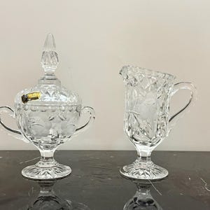 Vintage Crystal Sugar Bowl and Creamer ~ Made in West Germany