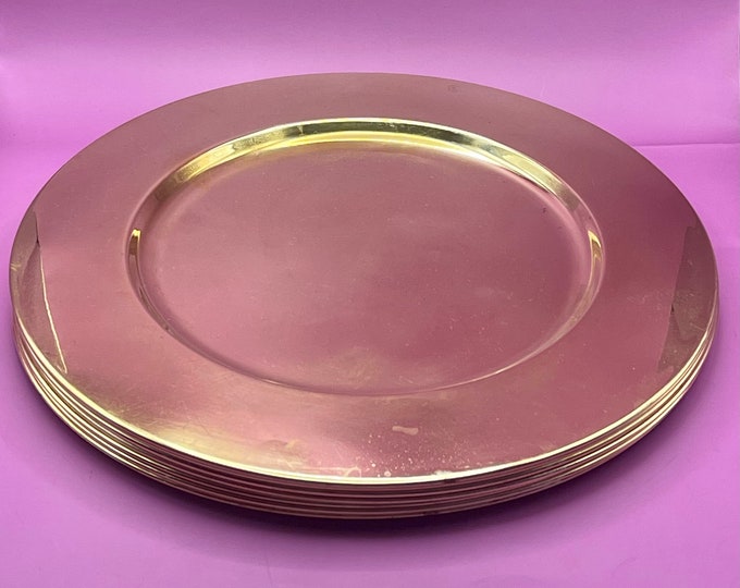 Vintage Solid Brass Charger Plates Shiny Brass Chargers Table Decor Etsy