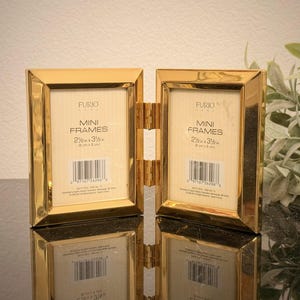 Mini Frame Set - Hinged Gold/Brass Picture Frames ~ Tabletop Decor  ~ 2.5&quot; x 3.5&quot;