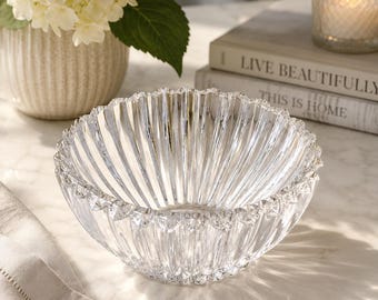 Tiffany & Co. Fluted Crystal Bowl With Hearts ~ Made in Italy