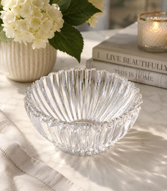 Tiffany & Co. Fluted Crystal Bowl With Hearts ~ Made in Italy - Etsy