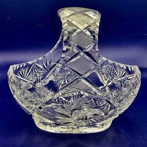 Vintage German Bavarian Cut Crystal Glass Basket