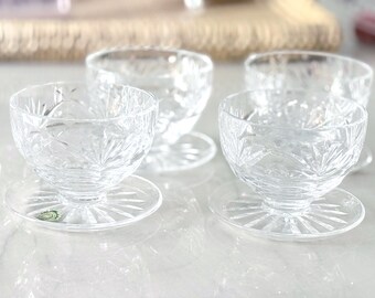 Ensemble de 4 bols à dessert sur pied Clare en cristal de Waterford vintage, coupes à dessert en cristal taillé, bols à crème glacée, service élégant