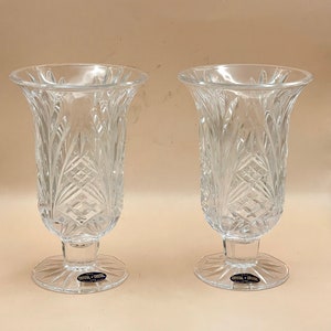 Vintage Pair Lead Crystal Candleholders ~ USA Crystal