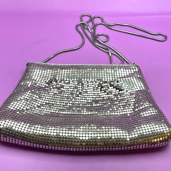 Vintage Whiting and Davis Mesh Evening Bag ~ Silver Clutch Bag