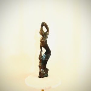 Vintage Mid-Century Hand Carved Wood Sculpture ~ Modern Wooden Abstract Woman
