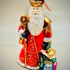 Vintage European Hand-Made Glass Christmas Ornament | Santa Claus