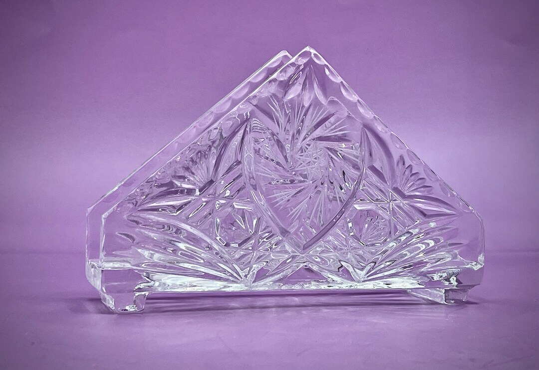 Crystal Napkin Holder Pinwheel Lead Cut Crystal Footed Napkin Holder Etsy