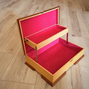Two-Tiered Velvet Lined Wooden Storage / Jewerly Large Box