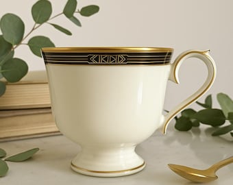 Lenox Urban Lights Cup – Vintage Fine Ivory China with Gold & Black Trim