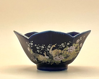 ヴィンテージ - 小さな装飾品 - 孔雀 - コバルトブルーとゴールド (長