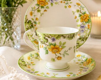 Mikasa Hampshire Bone China Tea Cup Saucer Dessert Plate 3 Piece Set Floral Vintage Tea Party Cottagecore