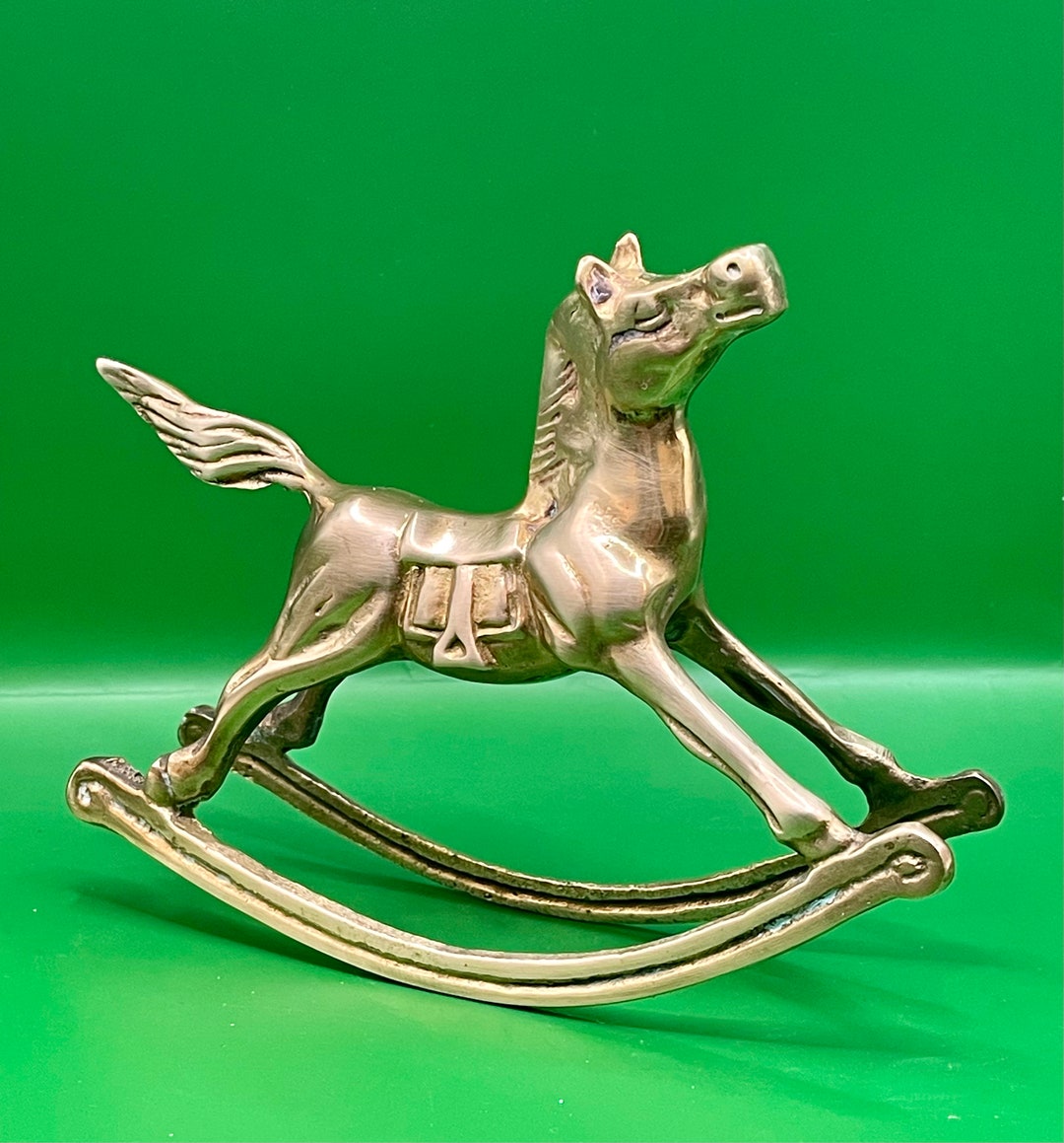 Vintage Brass Rocking Horse Large Solid Brass Rocking Horse Etsy