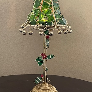 Stunning Stained Glass Tea Light Candle Holder ~ Handmade Christmas Lamp-style Candle ~ Winter Festive Decor