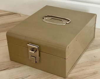 Vintage Beige Metal File / Cash Box