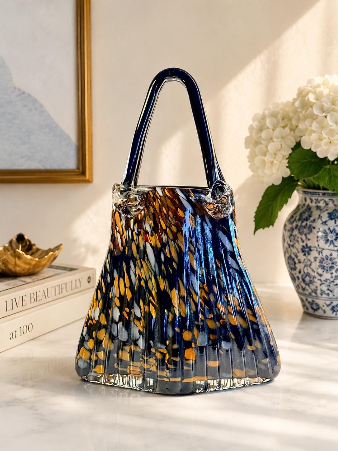 Glass purse vase