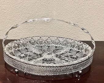 Vintage Crystal Cut Glass Hors D'oeuvres Serving Dish