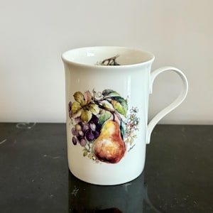 Vintage Duchess Fine Bone China Mug: Plums & Apple, Made in England, 8oz