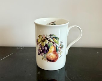 Vintage Duchess Fine Bone China Mug: Plums & Apple, Made in England, 8oz