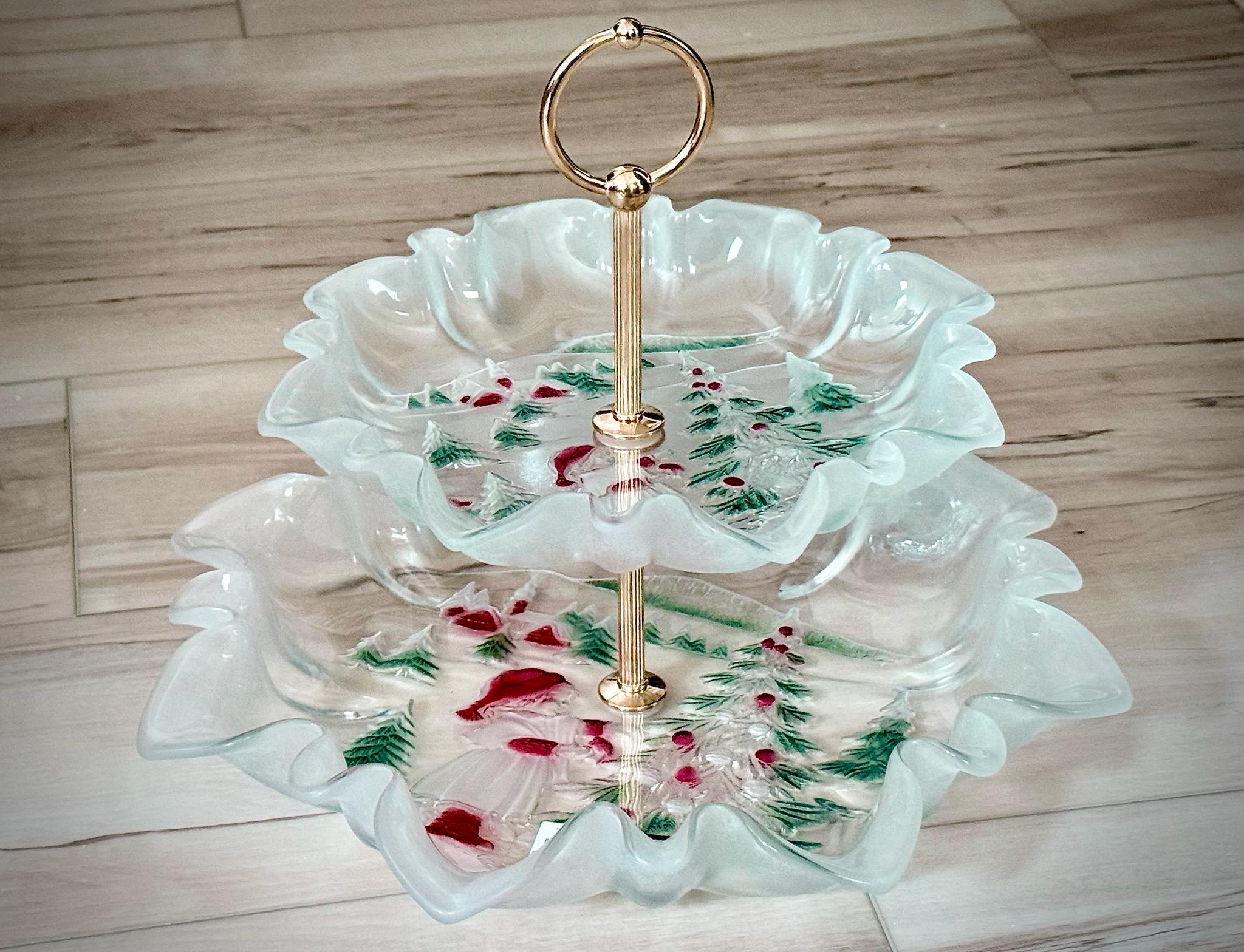 Vintage Mikasa 2-tier Serving Platter ~ Christmas Holiday Display