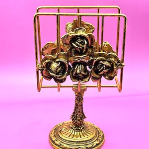 Ormolu Antiker Messing Rose Sockel Servietten-/Handtuchhalter