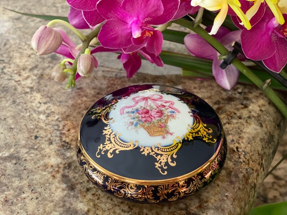Limoges Castel Trinket Box: Hand-Painted Porcelain Jewelry Box