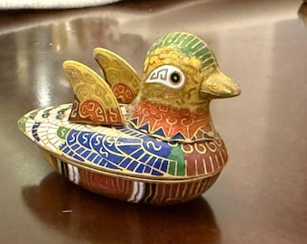 Small Vintage Colorful Bird Trinket Dish