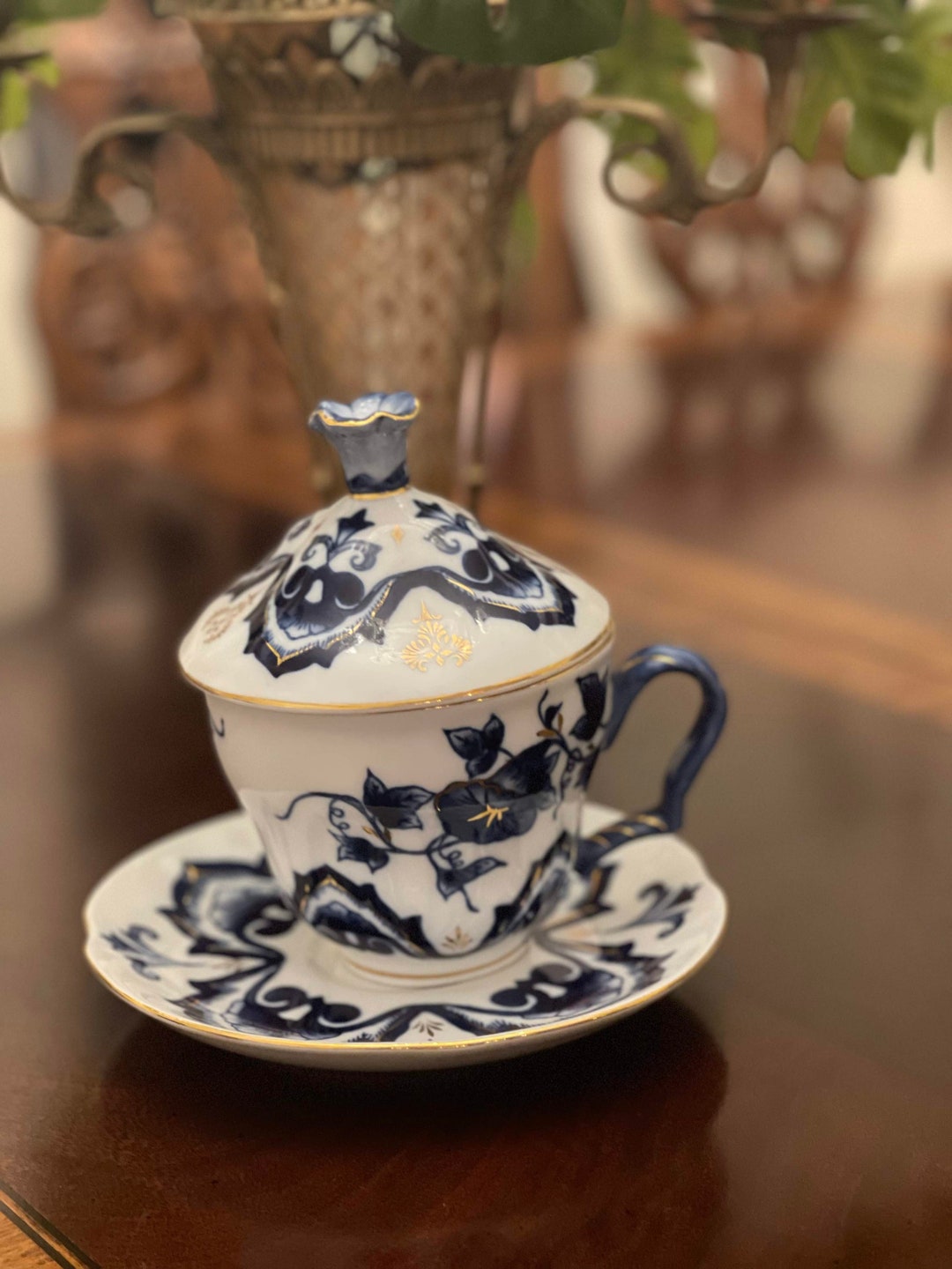 Vintage Bombay Company Lidded Teacup and Saucer Set Etsy