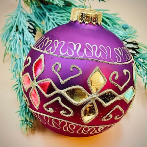 Beautiful Handmade Purple Glass Ornament