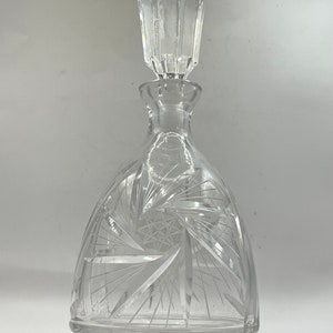 American Pinwheel briljante ster geslepen kristallen fles met stop ~ 9"