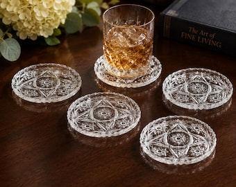 Vintage Star of David Glass Coasters - Anchor Hocking EAPC Set of 6