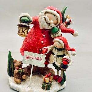 Vintage Welcome Santa Figurine Delton Products Corp Fine Collections Holiday