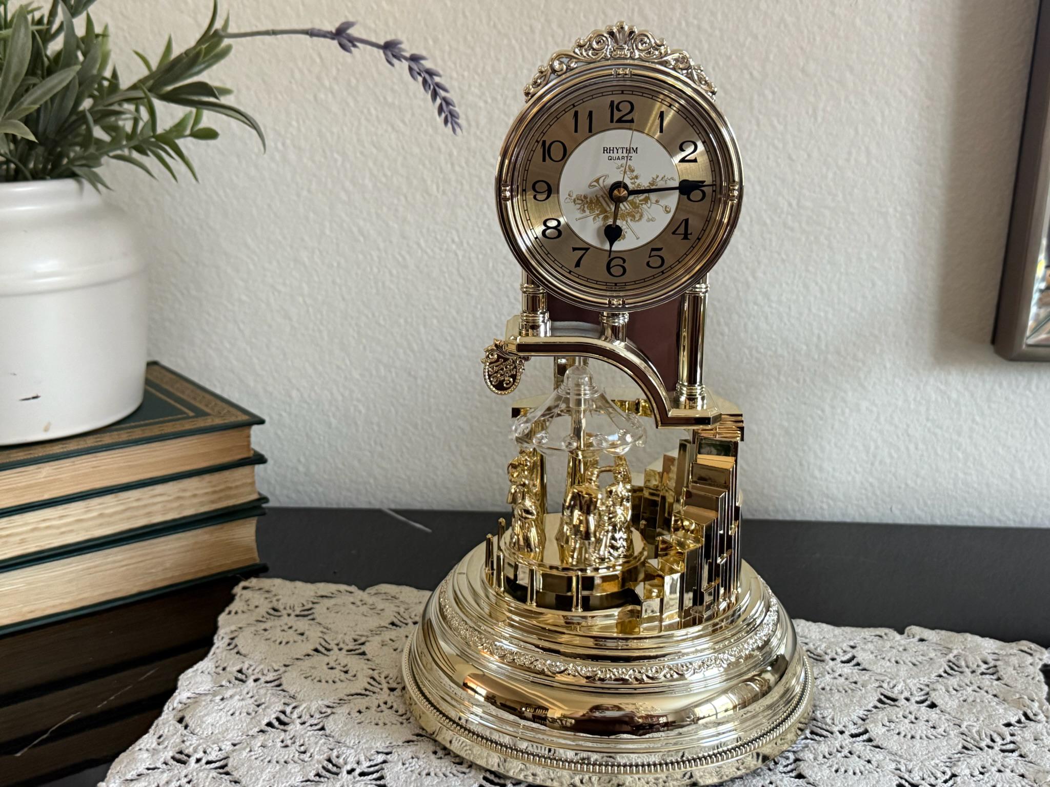 Rhythm Quartz Anniversary Clock With Dancing Couple ~ 12”H, 7”D, 7