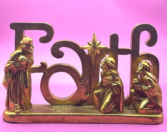 Gold FAITH Plaque ~ Christmas, Holiday, Wise Men, Star
