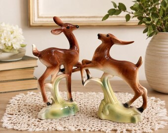 Stewart B. McCulloch Ceramic Standing and Jumping Deers Figurines Set