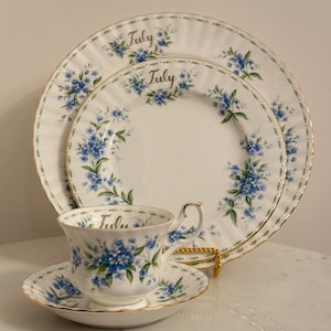 Vintage Royal Albert Forget-Me-Not China Place Setting - July Flower