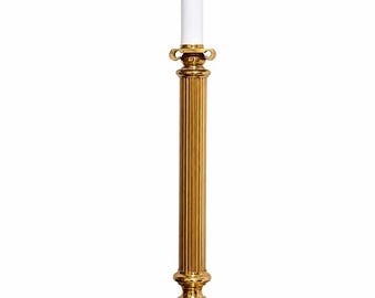 Late 20th Century Brass Corinthian Style Fluted Column Table Lamp with Scroll Base