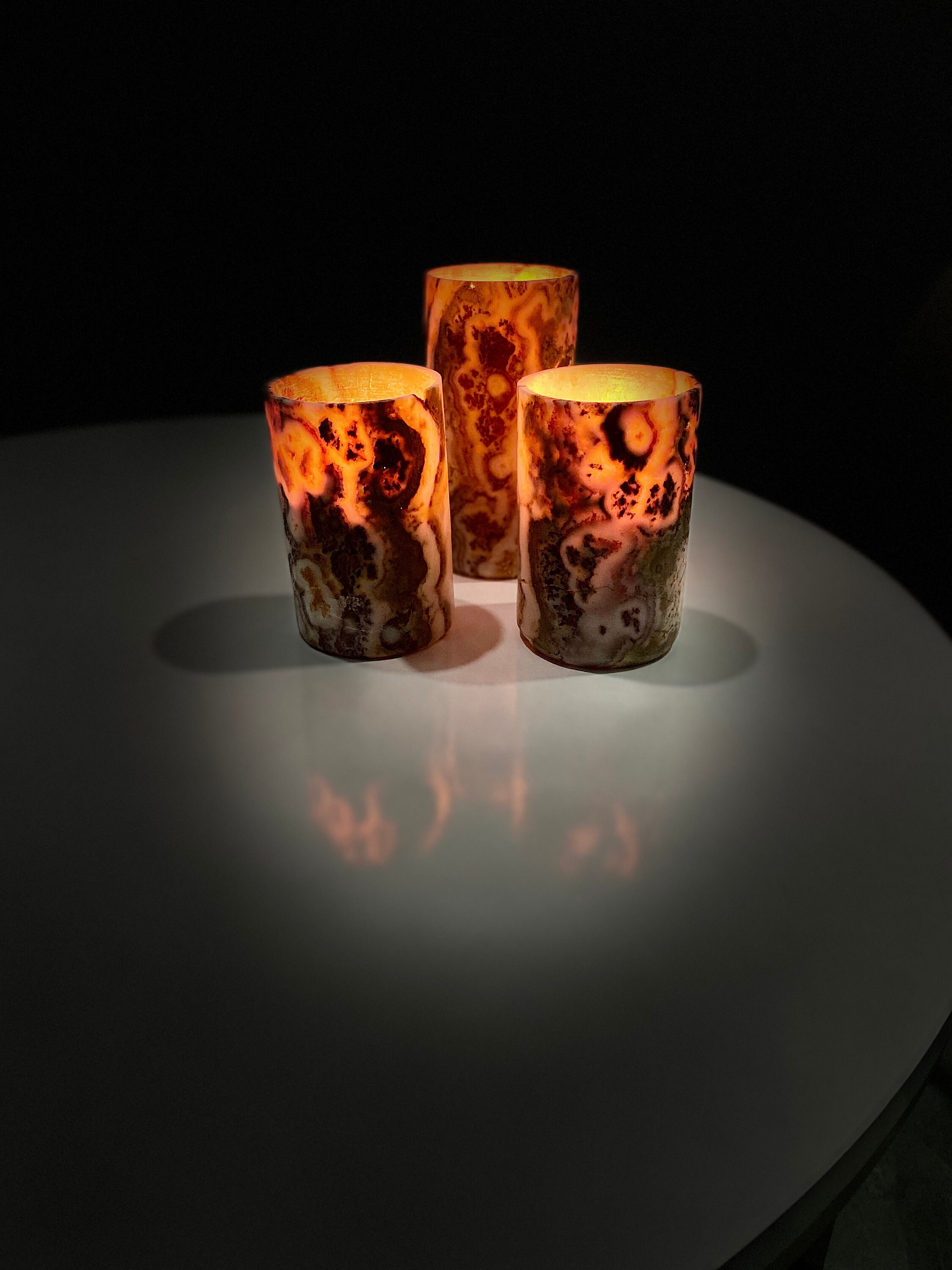 Onyx Stone Candle Holder 3 Pcs Etsy