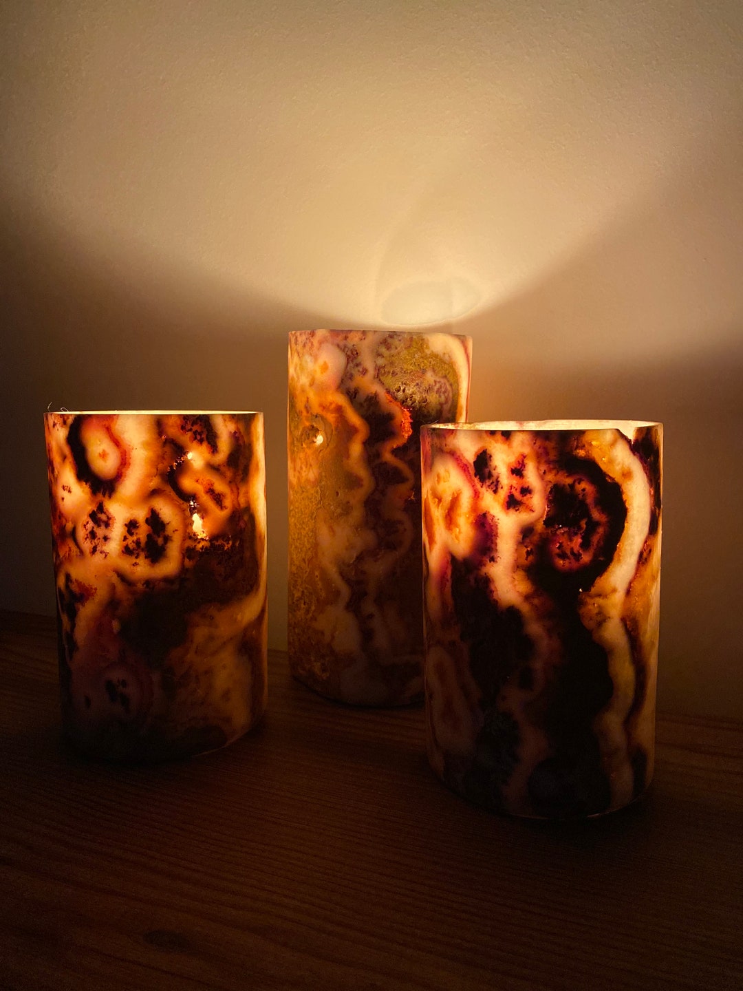 Onyx Stone Candle Holder 3 Pcs Etsy