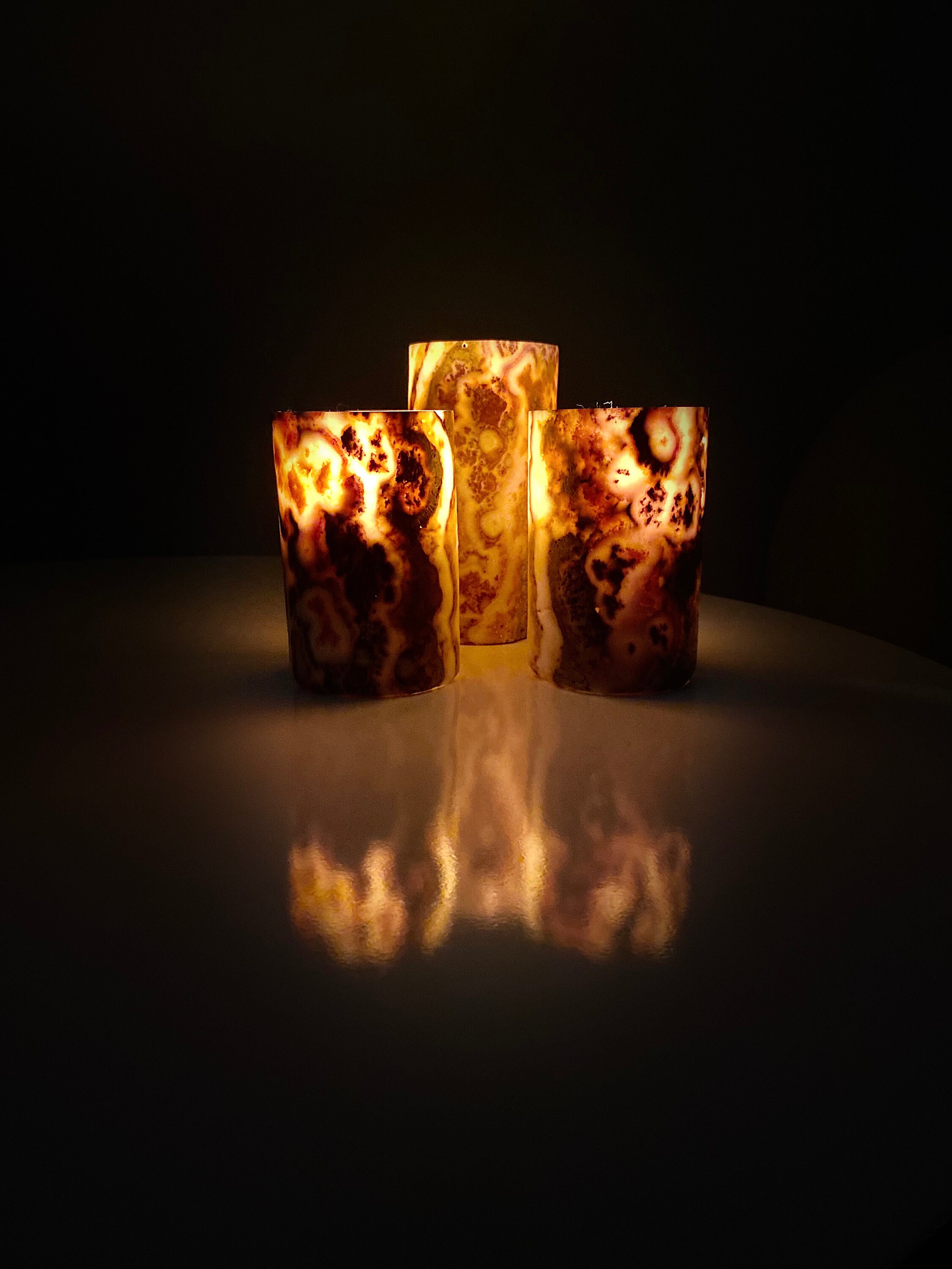 Onyx Stone Candle Holder 3 Pcs Etsy