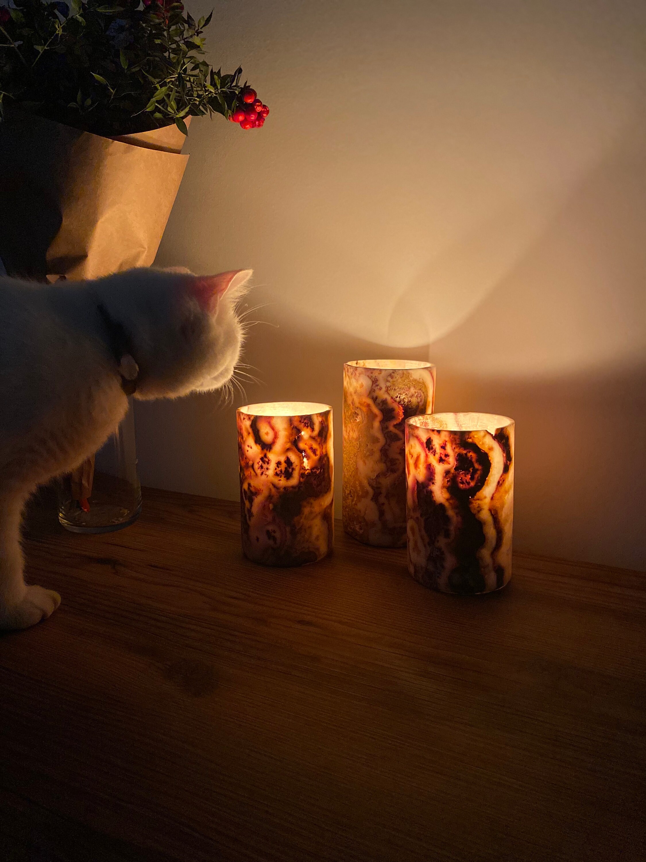 Onyx Stone Candle Holder 3 Pcs Etsy