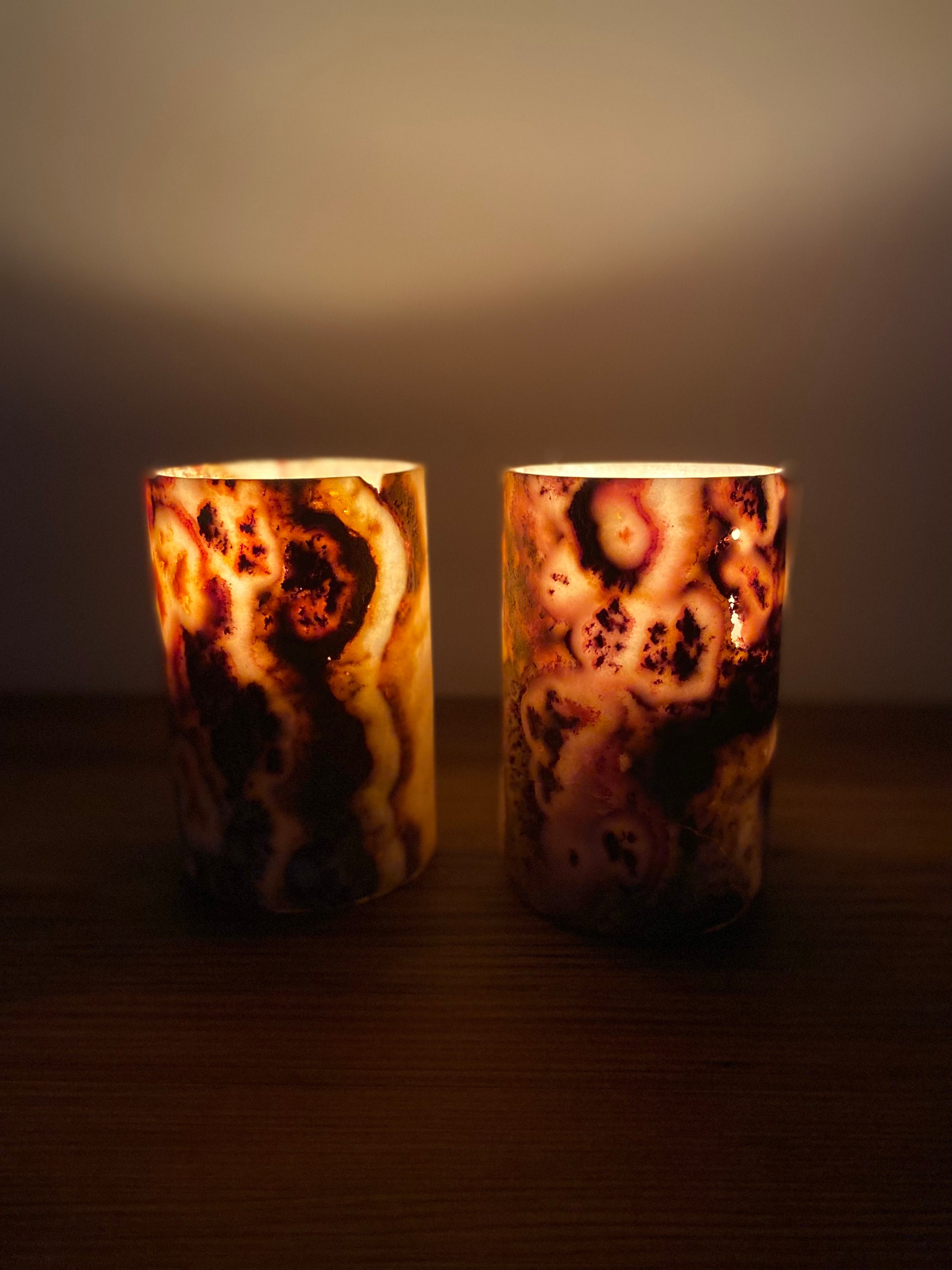 Onyx Stone Candle Holder 3 Pcs Etsy