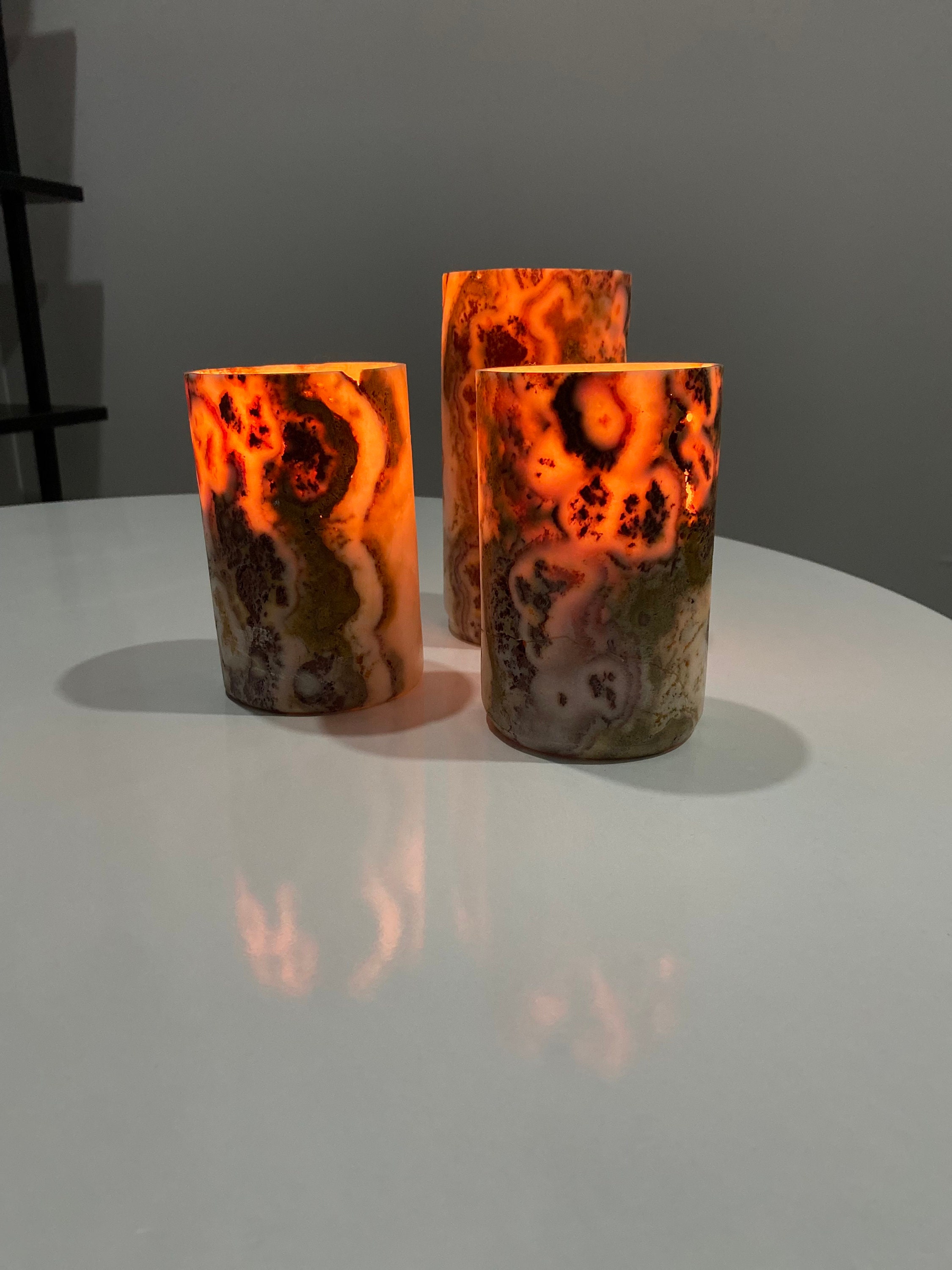 Onyx Stone Candle Holder 3 Pcs Etsy
